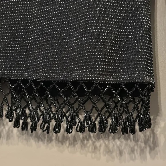 Xscape Beaded Formal Jacket Black Metallic Single Button Size Small - Picture 10 of 12